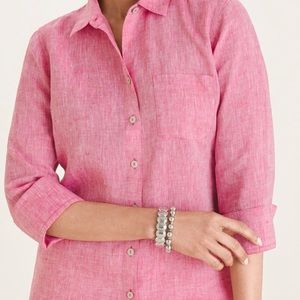 Chico’s 2 Pink Linen No-iron Top